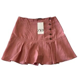 NWT Zara Dusty Rose Buttoned Skater Skirt